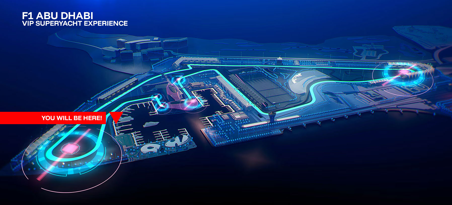 F1 Abu Dhabi VIP Superyacht Experience - Futuristic Yas Marina Circuit Overview